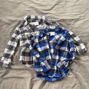 Jumping Beans Blue and Black Plaid Button Down Shirts - set of 2